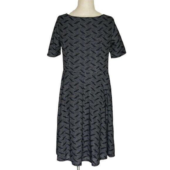 Evan Picone Fit N Flare Dress Size 10 Black White Short Sleeve Pullover Lined - Picture 5 of 8